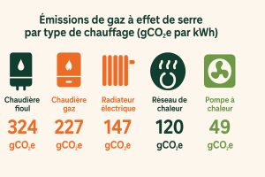 Emission de gaz à effet de serre par type de chauffage