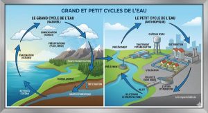 Schéma grand et petit cycle de l'eau